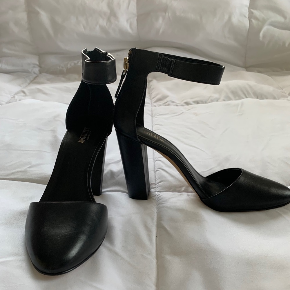 KATE SPADE SATURDAY Black Ankle Strap Pump Heels